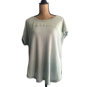 Kori America Oversized Waffle Knit Tee Mint Green Short Sleeve Size Small